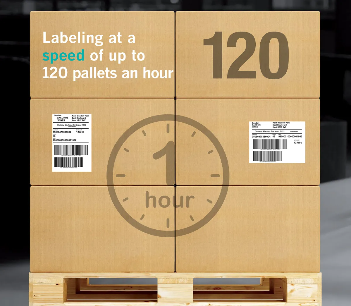 lpa 9560 pl labels pallet 120 per hour
